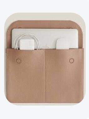 CUYANA Tan Leather Foldover Portfolio Tech Carryall 13-inch